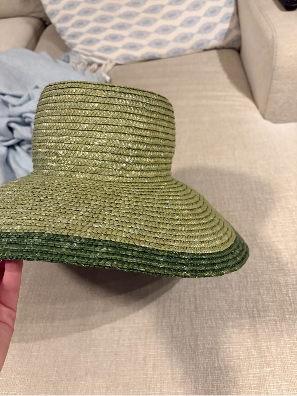 Anthropologie Wyeth Flower Pot Bucket Hat Straw Green Beach Vacation NEW NWT - Picture 12 of 14